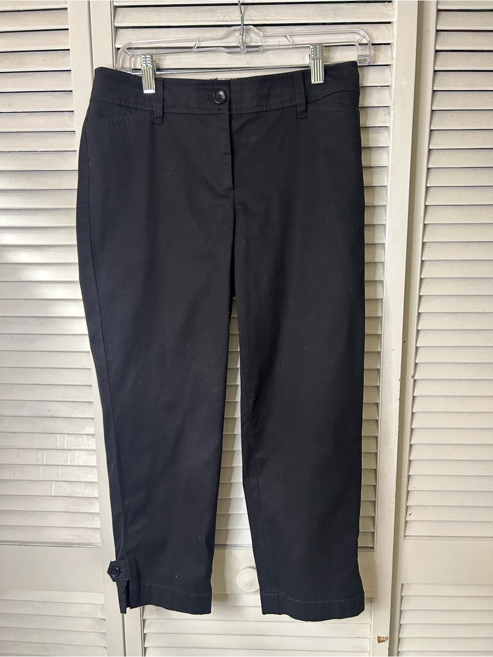 Talbots Black‎ Cropped Button-Hem Pants Size 2P